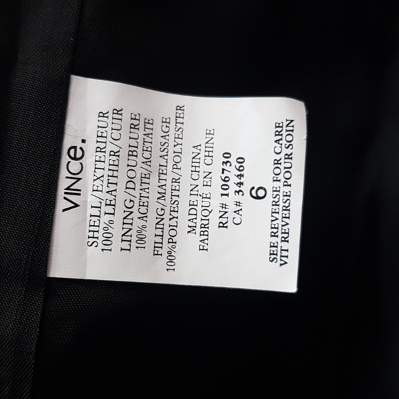 VINCE Leather Quilted Jacket Size 6 - Picture 8 of 8